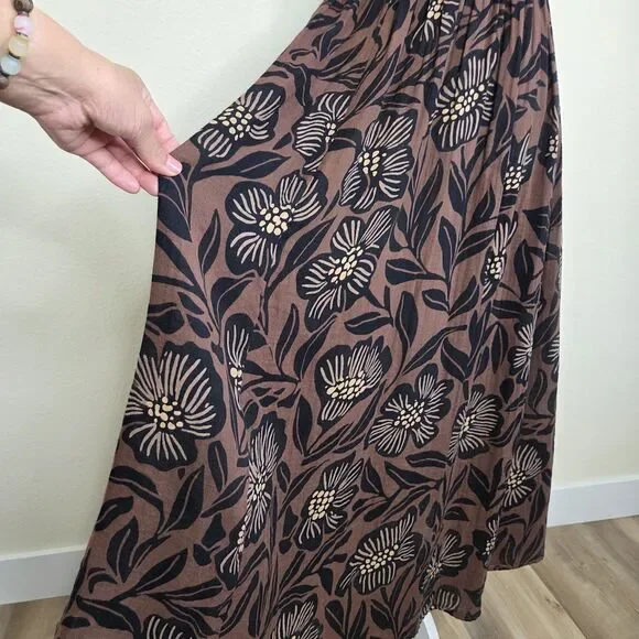 Free People Sweet Nothing Midi/Maxi Dress Women Med Brown Patina Combo Vacation - Picture 8 of 15